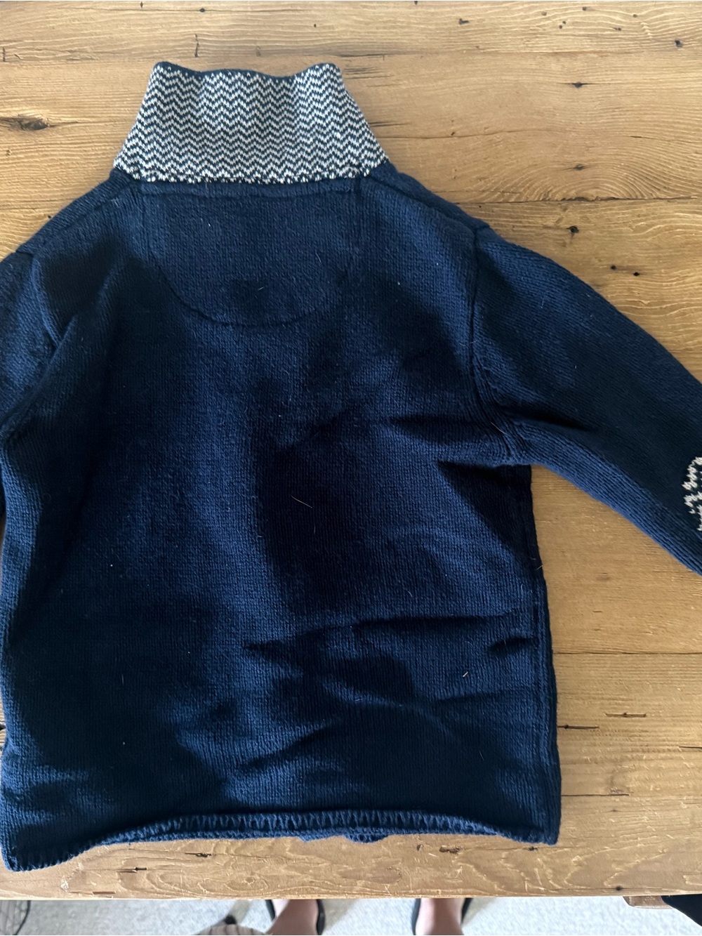 Mayoral Navy Knit Cardigan Blazer with White Elbow Patches and Green Trim - Picture 7 of 12